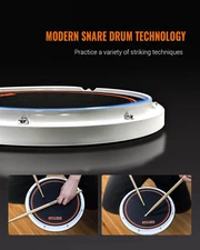 12Inch Drum Practice Pad Silent Practice Drum Pad Built-In Head Real Drumming