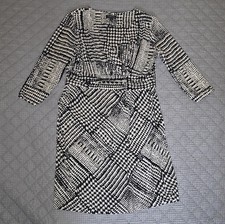 Tahari Women Dress bold black and white geometric abstract print Sz 14