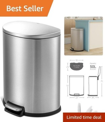 Elegant 13Gal Stainless Steel Step-On Trash Can - Fingerprint Resistant Design