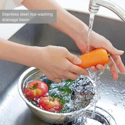 304 Stainless Steel Rice Washing Strainer Bowl for Fruits and Vegetables