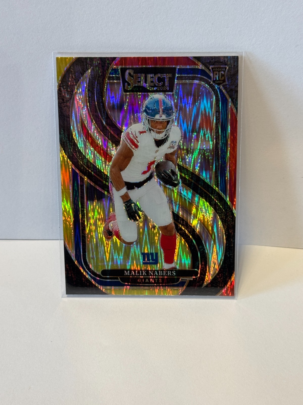 2024 Panini Select - Premier Level Malik Nabers #116 Red & Yellow Shock Prizm...