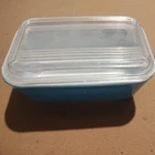 Vintage Pyrex 0502 Solid Blue Refrigerator Dish With 502-C