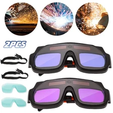 2 Set Auto Darkening Welding Glasses True Color Solar Safety Goggles PC Lens