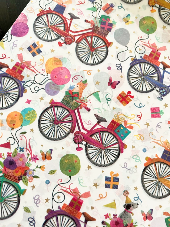 BIRTHDAY BICYCLES Design Tissue Paper Sheets Choose Size & Package Amount - Image 3 of 4