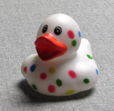 Mini White Rubber Duck Polka Rainbow Dots Confetti Classic Floating 2" Bath Toy
