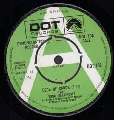 Wink Martindale Kartenspiel 7'' Vinyl UK Dot 1964 Demo 7'' DOT109
