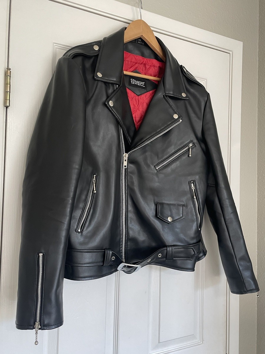 Straight To Hell Commando Moto Biker Faux Leather Jacket Sz 46