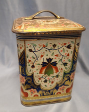 hübsche alte Blechdose mit Knauf Blumenmotive Tee Kaffee Kekse ca. 1930er-50er