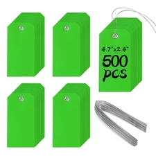 500 Pieces Plastic Shipping Tags with Wire Waterproof Hang Tags Heavy Duty 