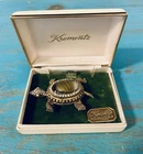Vintage KREMENTZ Turtle Brooch Pin 14k Gold Overlay Rhinestone Jewelry In Box