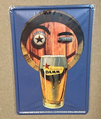 Estrella Damm Beer Sign - Barcelona Metal Tin Wall Decor Pub Bar Man Cave 12x8 