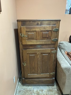 Biltwell Abraham and Straus Antique Oak Refrigerator From Brooklyn. New York