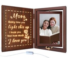 Mom Light Up Picture Frame Wooden Rotating 4x6 Photos Frame Mother's Day Gifts