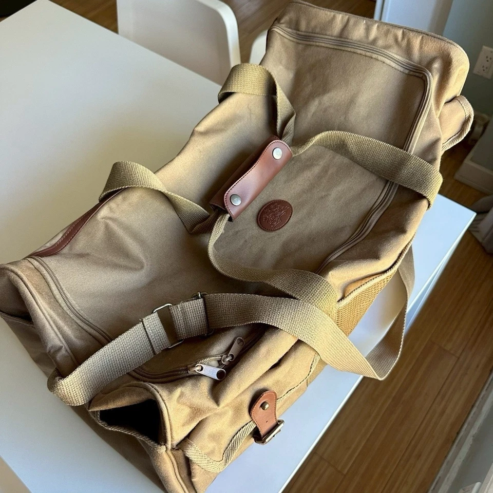 Vintage Ralph Lauren Duffel Bag Canvas Leather Trim/Bottom With Strap Tan Brown - Image 3 of 4