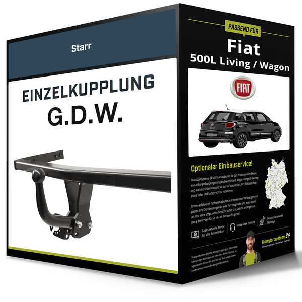 Starre AnhäNgerkupplung für Fiat 500L Living / Wagon 06.2017-Jetzt G.D.W. NEU-image