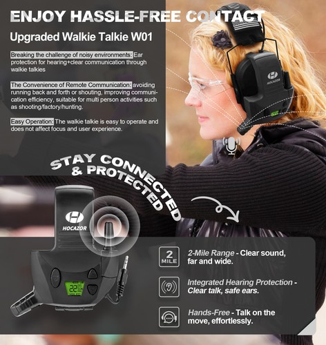 W01 Walkie Talkies Compatible with Walker's Razor Slim Electronic Ear Muffs, ... - Afbeelding 3 van 9