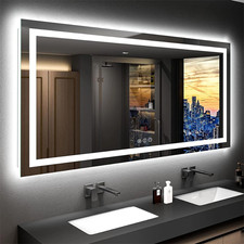 Dual Light LED Illuminated Bathroom Mirror Anti-Fog Shatterproof 31.5"X63"