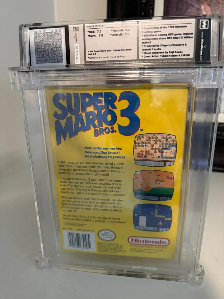 Super Mario Brothers 3 NES Nintendo CIB WATA Graded 7.5 Bros Right Side Rev-A - Image 2 of 4