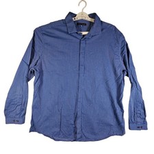 Vince Camuto Mens XXL Blue White Geometric Print Long Sleeve Button Down Shirt