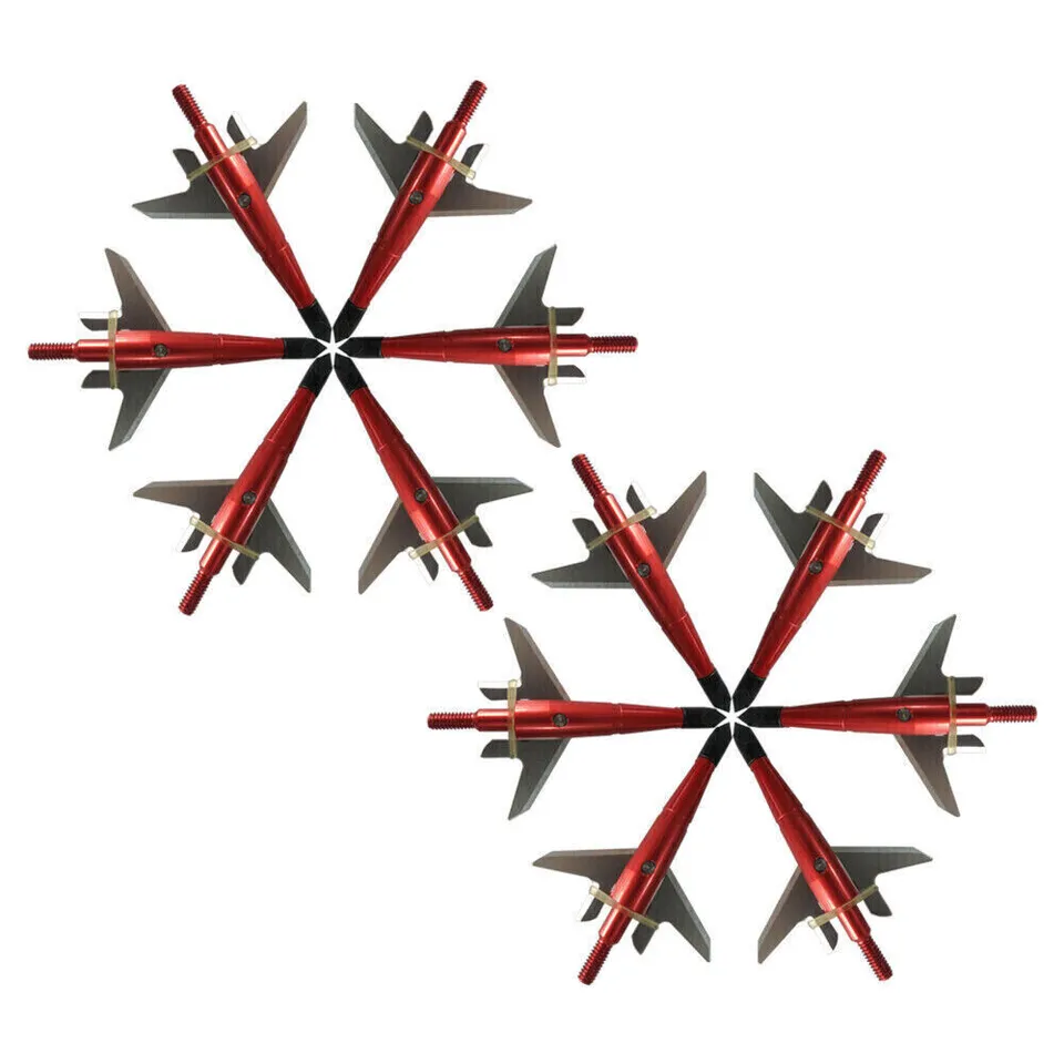 12PC Red Killzone Broadheads 100 Grain - Sharp 2-Cut Tips For Archery Hunting