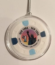 New York Casino Las Vegas $1 Chip Christmas Ornament Holiday Hanging Poker MGM