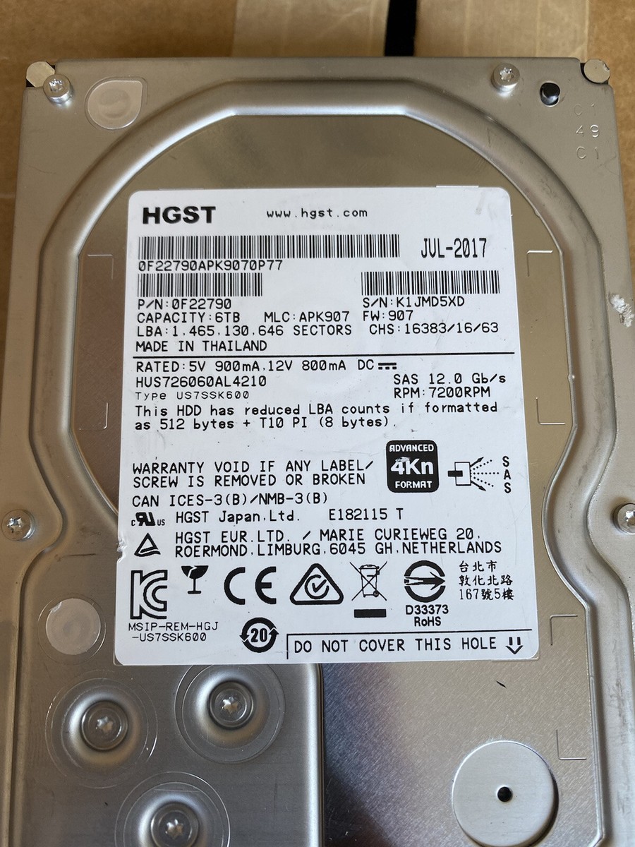 HGST HUS726060AL4210 / 0F22790 Ultrastar 7K6000 6Tb 7200RPM HGST HUS726060AL4210 / 0F22790 Ultrastar 7K6000 6Tb 7200RPM