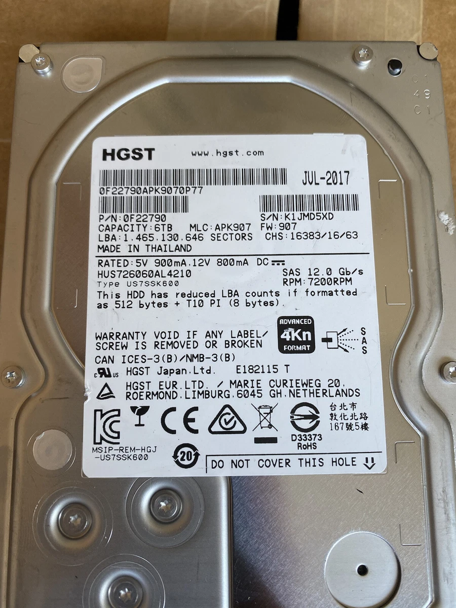 Hitachi Internal Hard Disk Drives 6 TB Storage Capacity for sale