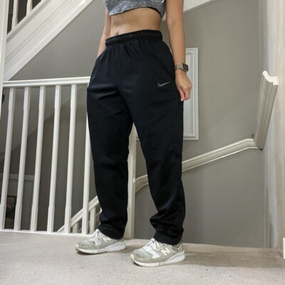 Nike Oversized Fleece Sweatpants Tracksuit Bottom Size L Straight Wide Leg  Black