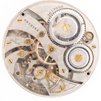 Precise 12-Size 17-Jewel Antique Pocket Watch Movement, Runs