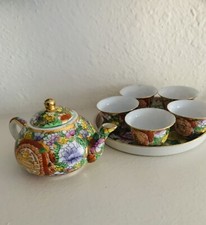 Vintage Porcelain  miniature tea pot set with 5 cups and plate