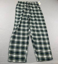 Nautica Pants Mens Medium Green Tartan Fleece Drawstring Sleepwear Pajamas NWT