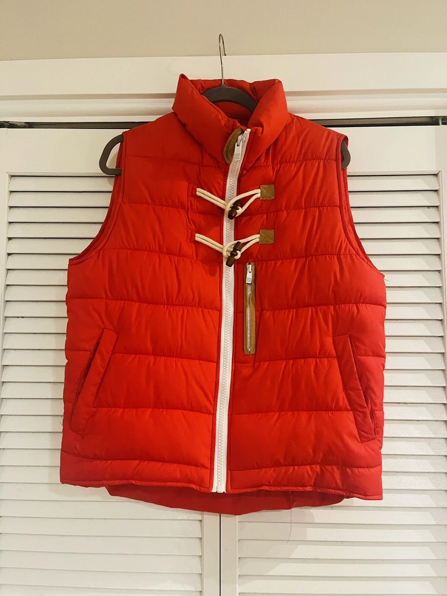 Men’s JORDAN CRAIG Cold Weather Red Puffer Toggle Vest Full Zip Size Medium