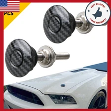 2 Button X Push Quick Release Hood Bonnet Pins Lock Clip Car Bumper Latch Carbon
