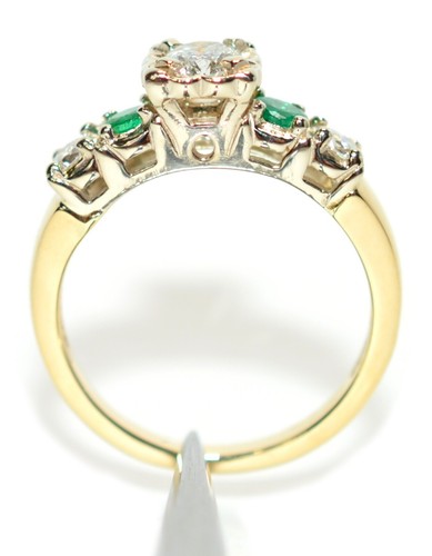 Natürlicher Diamant & Smaragd Ring 14K massiv Gold 0,64tcw Verlobungsring Mai grün - Bild 3 von 16