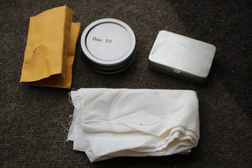 Original Cold War Era Swiss Army Gas Mask Carrying Pouch w/Strap & Spare Parts - Picture 8 of 16
