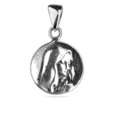 Small Mother of God Pendant Sterling Silver 925 Saint Mary Religious Necklace ro