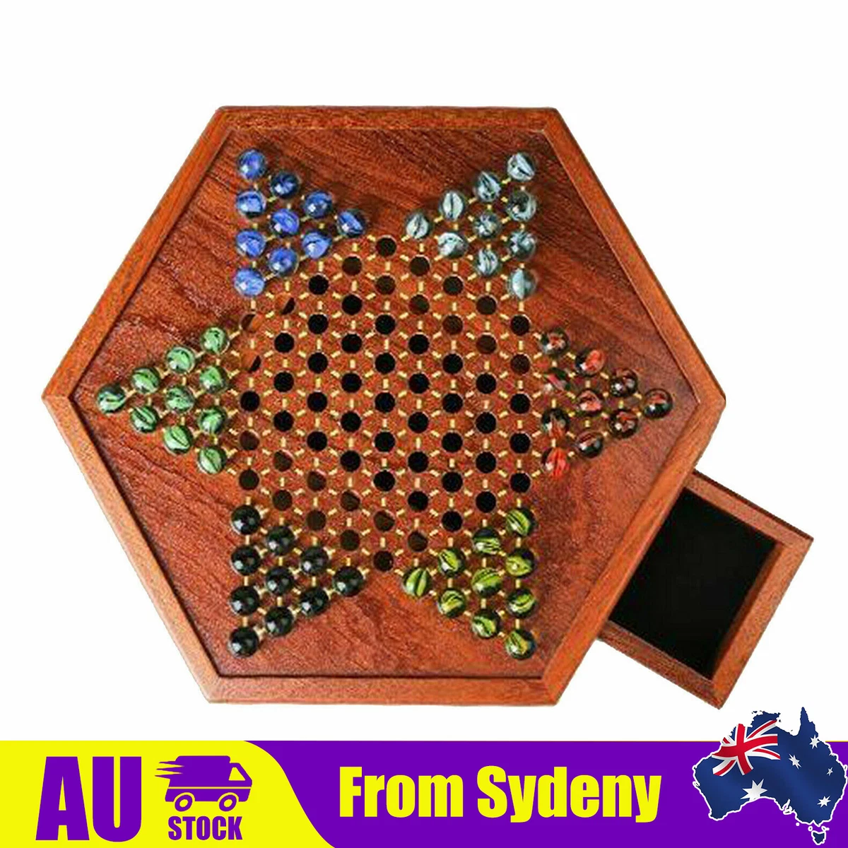 Wooden chinese sale checkers with marbles