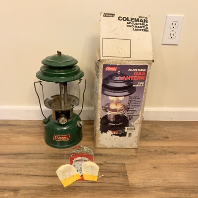 Coleman Fuel Gas Double Mantle Lantern 220K Dated 3/81 w New Mantles-  NO GLOBE!