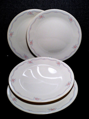 Lot of 4 Corelle Corning English Breakfast DINNER PLATES 10 1/4  Blue Pink