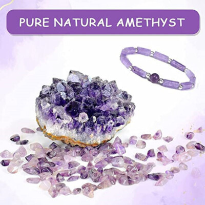 1/2X Natural Amethyst Bracelet Anxiety Crystal Yoga Jewelry Bangle Healing Reiki
