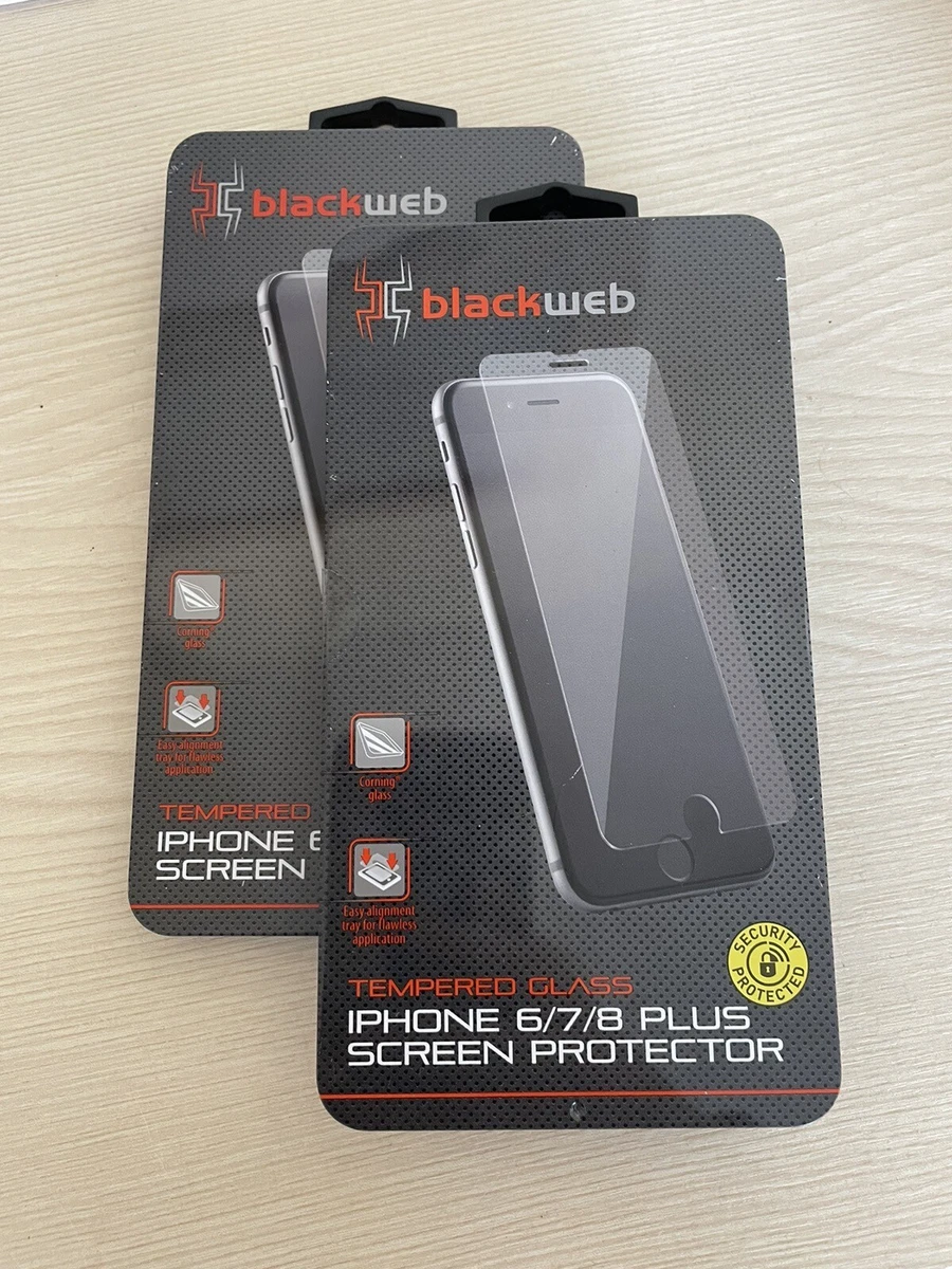 2 X Black web Tempered Glass iPhone 6 7 8 Screen Protector