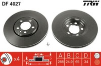 2Er Pack - Bremsscheibe DF4027 TRW FüR Audi VW Seat Skoda