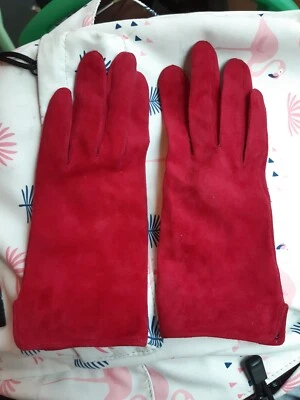 gants gloves taille 7 agneau velours doublure soie - Photo 1/4
