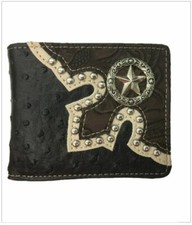 Long Star Mens Wallet Western Bifold Style W041-1 Black