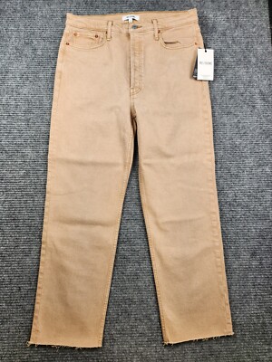 RE/DONE NWT 70s Ultra High Rise Stove Pipe Washed Khaki Sz 23. 193-3WUHRSTV $285