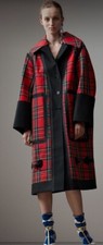 Burberry Red &black Tartan Bonded Cotton Seam Oversized Car Coat 2017 Size 10/12