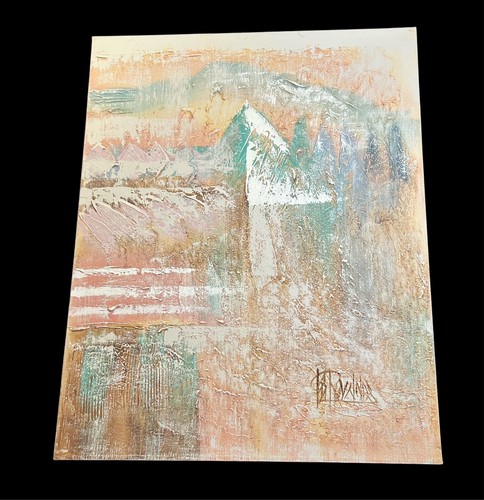 (2) Lee Reynolds Signed 30"x24” textured Canvas Panel Painting Mountains 1990s - Picture 4 of 6
