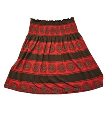 bcbgmaxazria Womens Strapless Smocked Mini Dress Stretch Brown Maroon Aztec M/L 