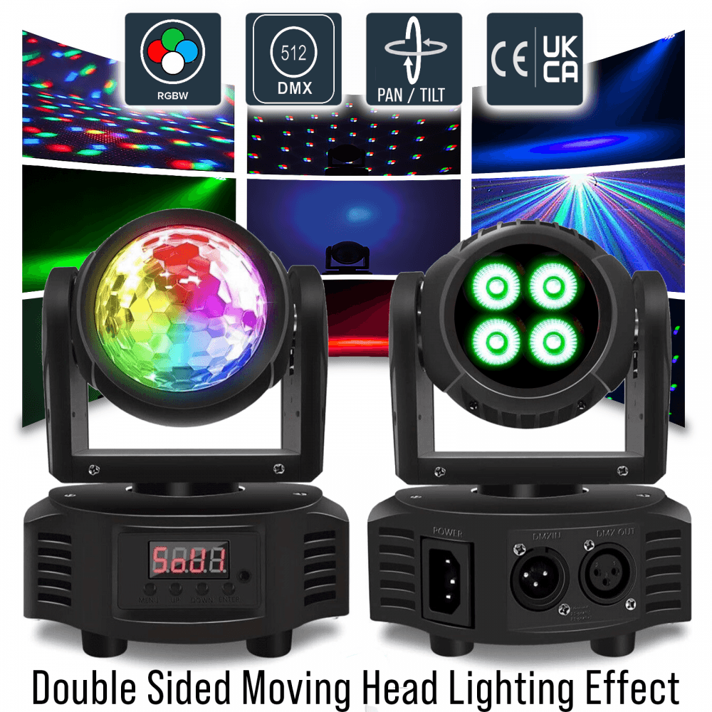 TinyMover Mini Moving Head Double Sided Dome Par Effect 40w DMX RGBW DJ Party