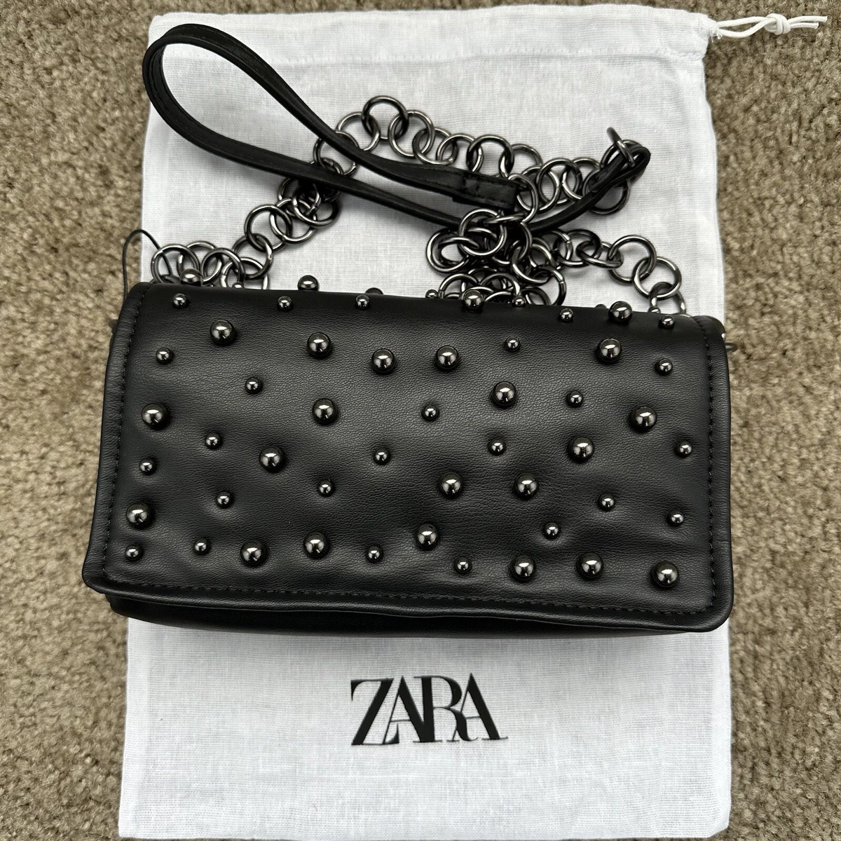 Zara - Studded Crossbody Wallet Bag - Black - Women